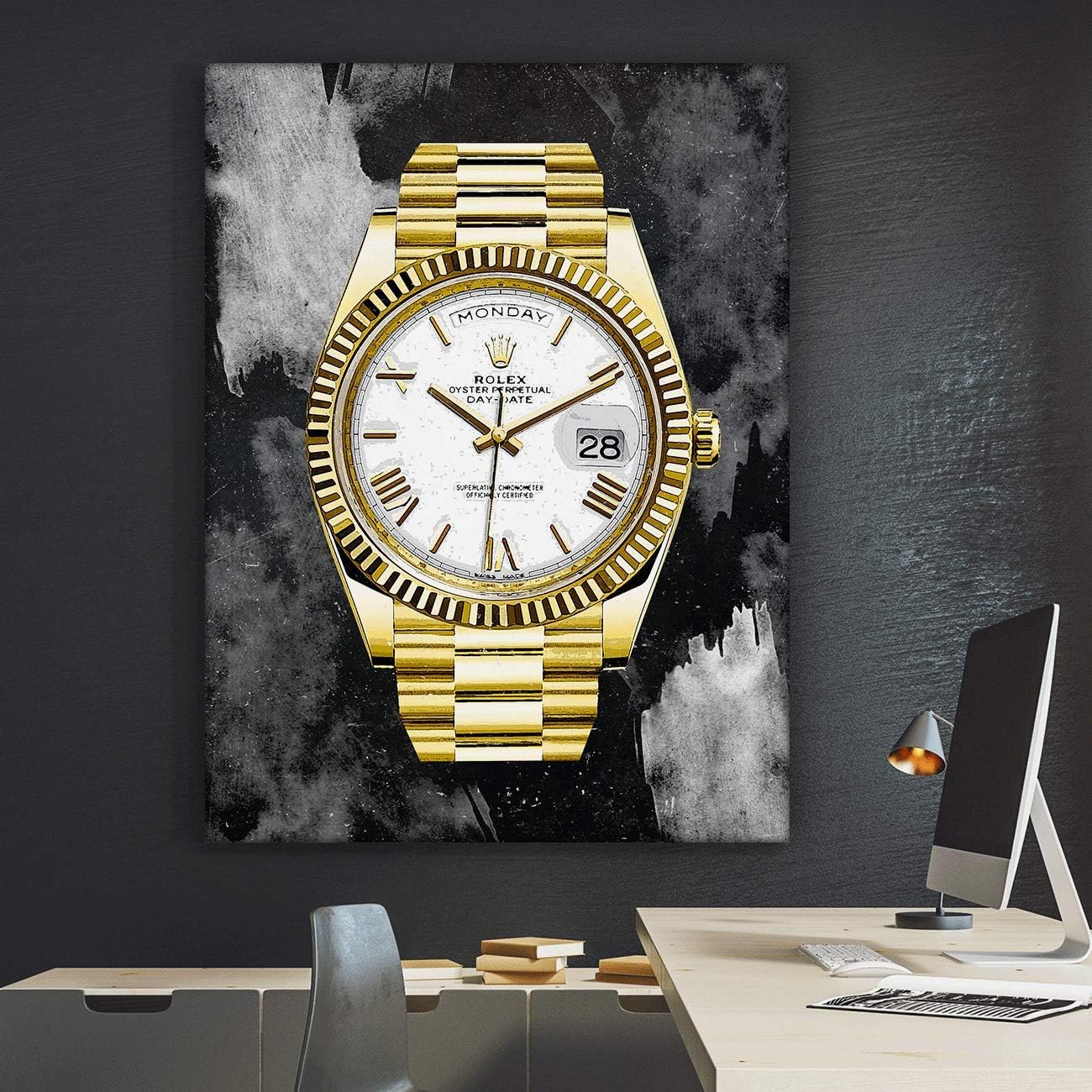 SuccessHunters Luxury Gold Watch Canvas Print Office Wall Decoration Home Decor Modern Art Prints Inspiration Motivation Inspire Entrepreneur Quote Inspirational Motivational House Decal (48" x 36")