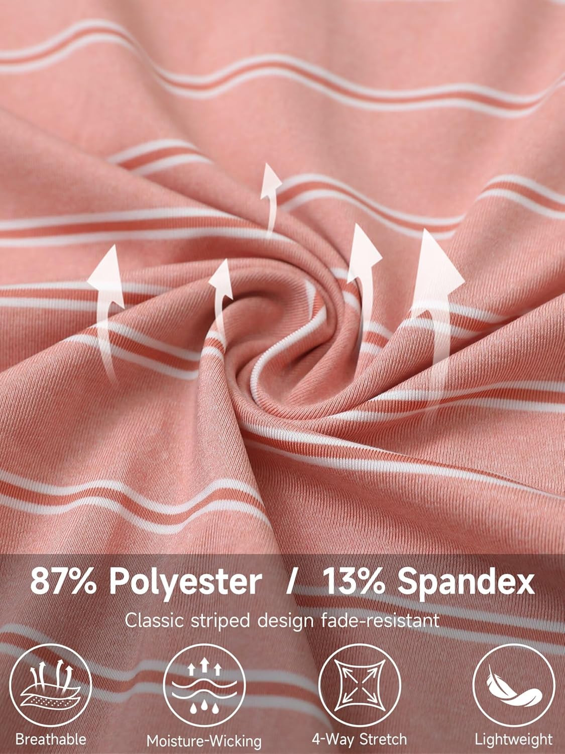 Rouen Polo Shirts for Men Dry Fit Performance Heather Stripe Golf Polo Moisture Wicking Lightweight Breathable Golf Shirts