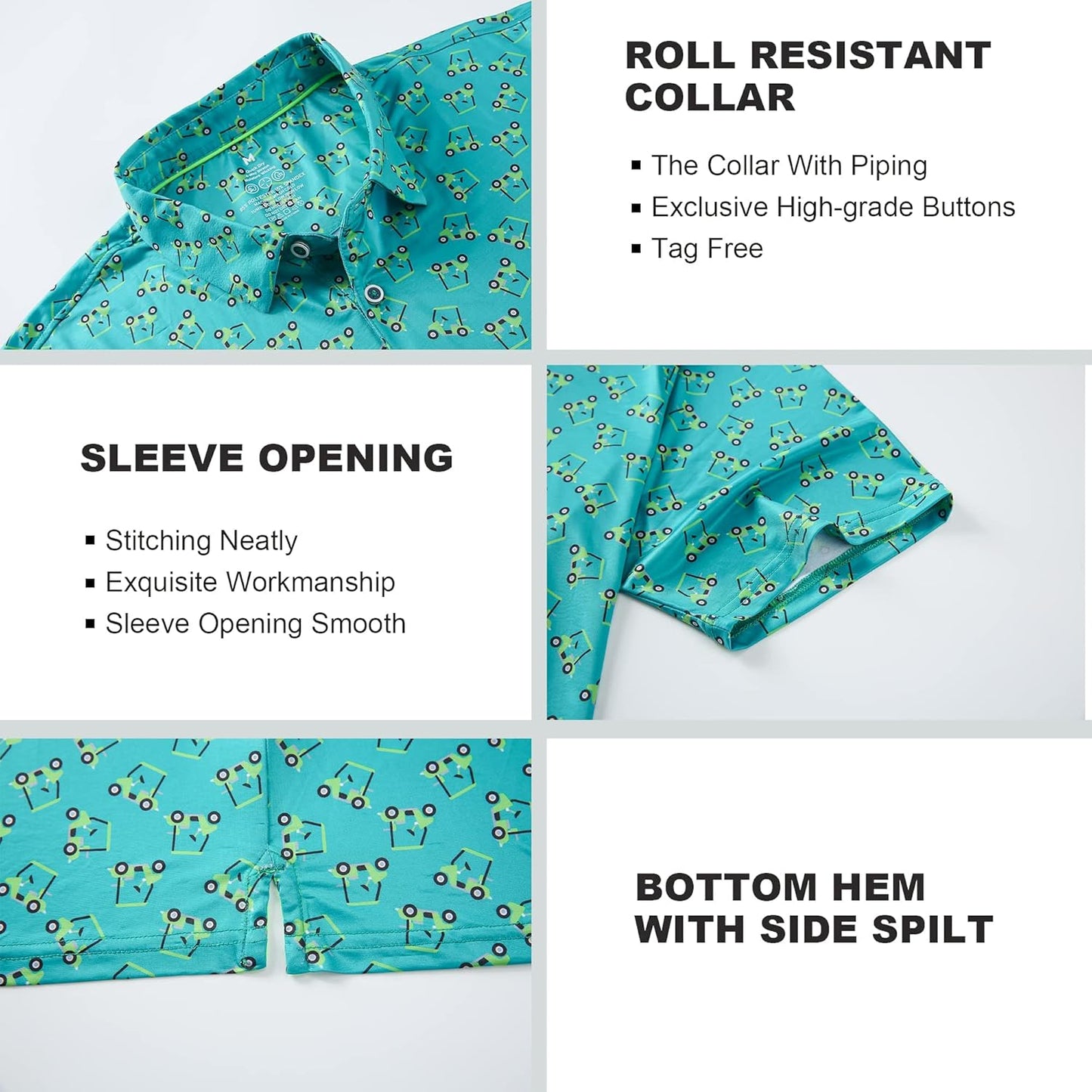 SAMERM Golf Shirts for Men Super Stretch Jacquard Dry Fit Golf Polo Moisture Wicking Short Sleeve Polo Shirts for Men