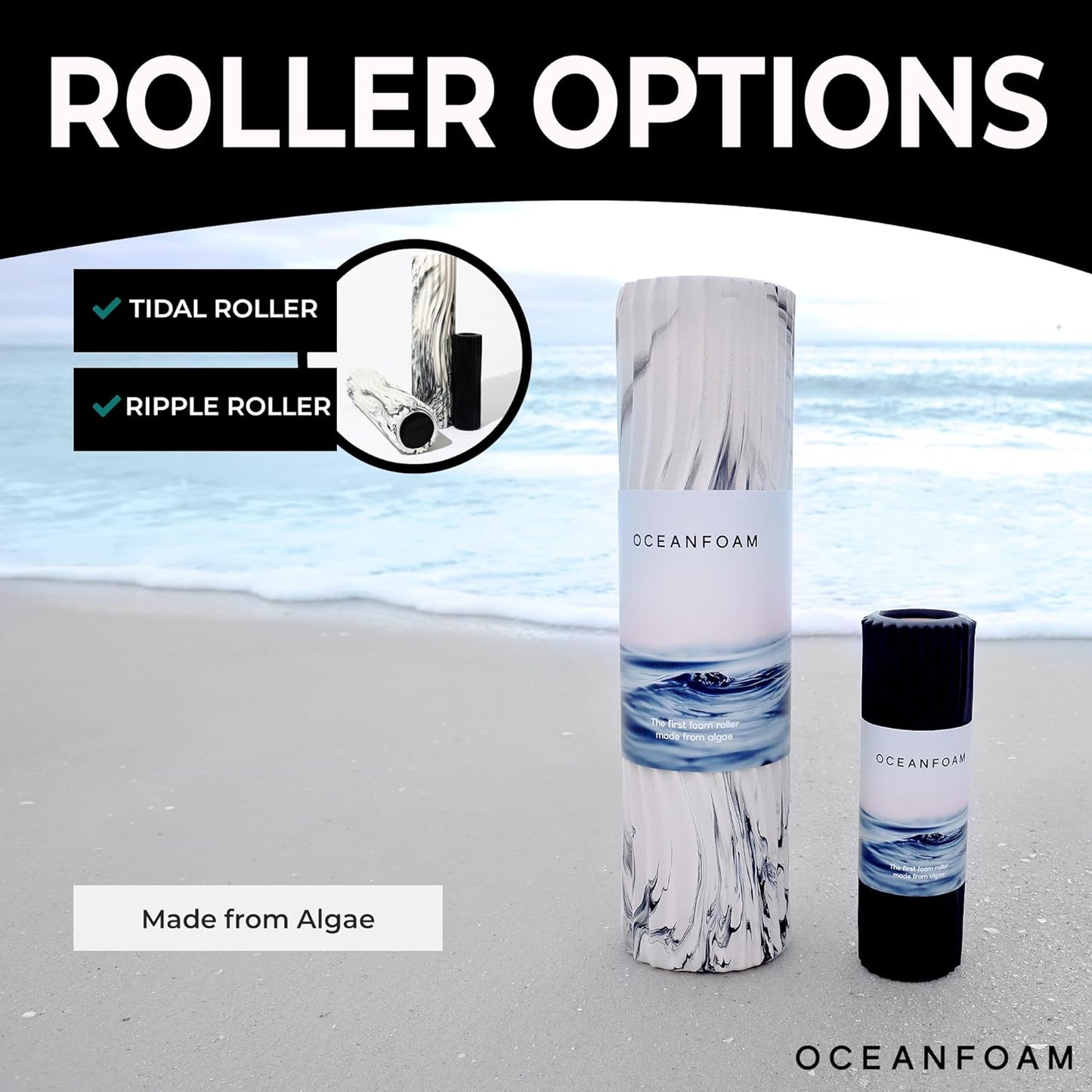 Oceanfoam Tidal Roller - Magenta - Muscle Massage Foam Roller for Back Pain & Stretching - Firm and Ergonomic Wide Wave Textured - Yoga, Athletics, & Wellness - Full Size, 20" x 5"
