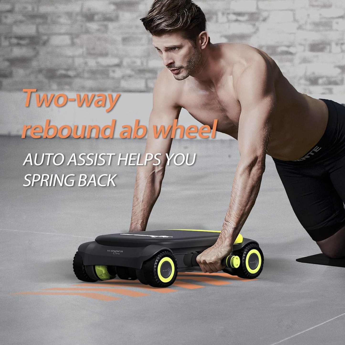 WONDER CORE Slide Fit, Ab Roller Board with 4 Wheels, Automatic Rebound Abdominal Wheel for Core Workout, Ab Exercise Equipment, Abdominal Exerciser, Heroboard Fitness Rolling Board with Knee Pad