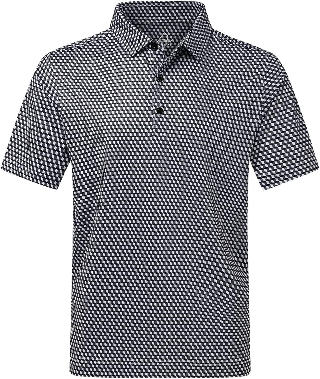 DEOLAX Mens Polo Shirts Fashion Print Mens Golf Shirt Dry Fit Mens Golf Polo Short Sleeve Quick Dry Funny Golf Shirt for Men