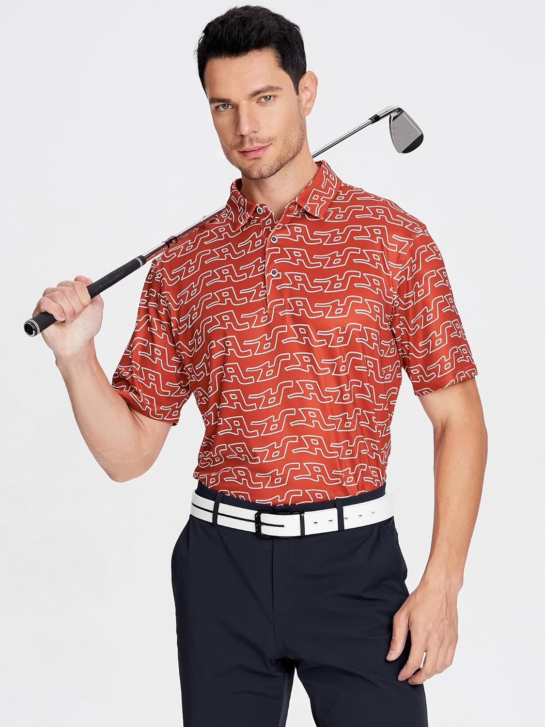 SAMERM Golf Shirts for Men Super Stretch Jacquard Dry Fit Golf Polo Moisture Wicking Short Sleeve Polo Shirts for Men