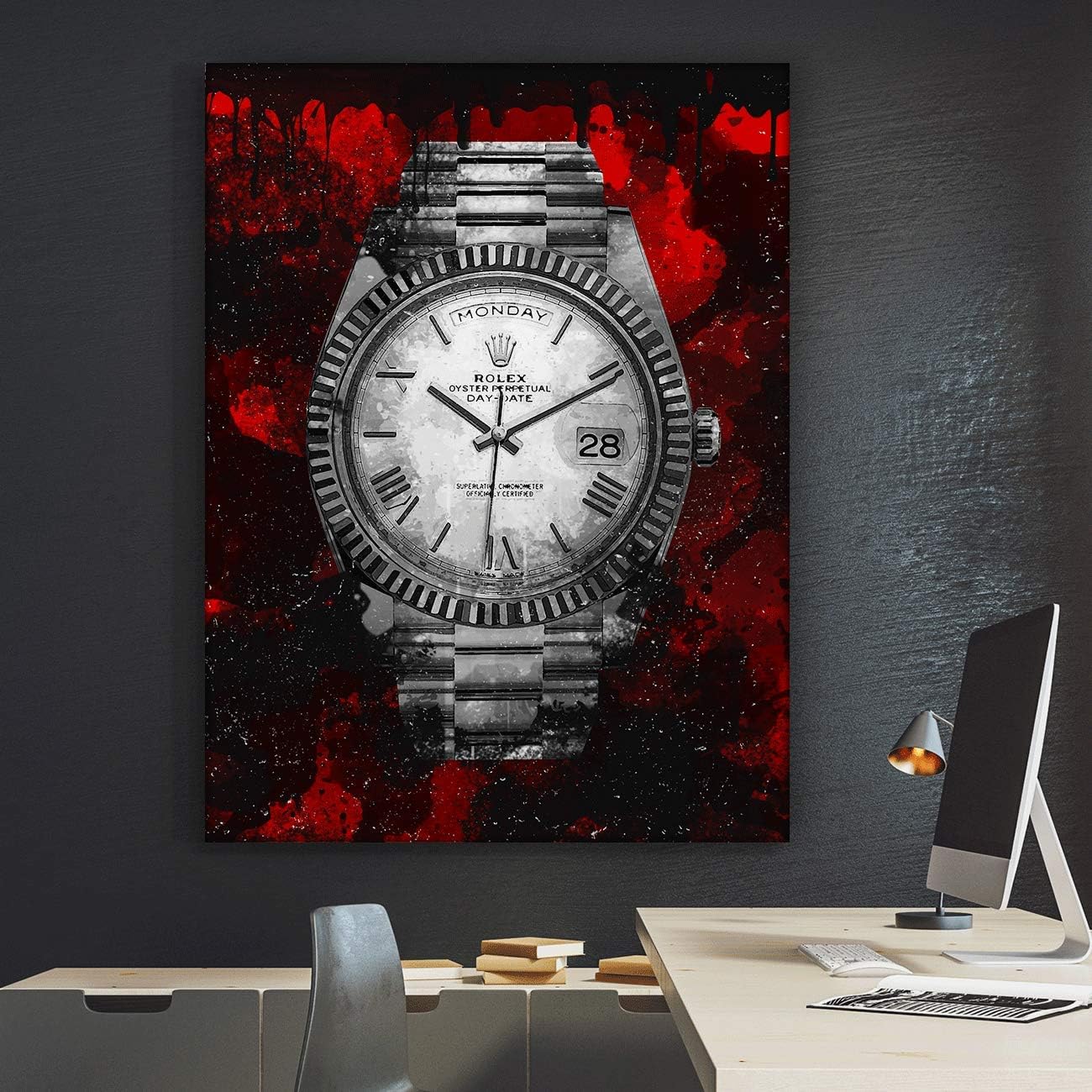 Luxury Watch Canvas Print Office Wall Decor Modern Art Pop Culture Decoration Inspiration Clock Timer Prints Framed Arts Walls Furniture (24" x 18")