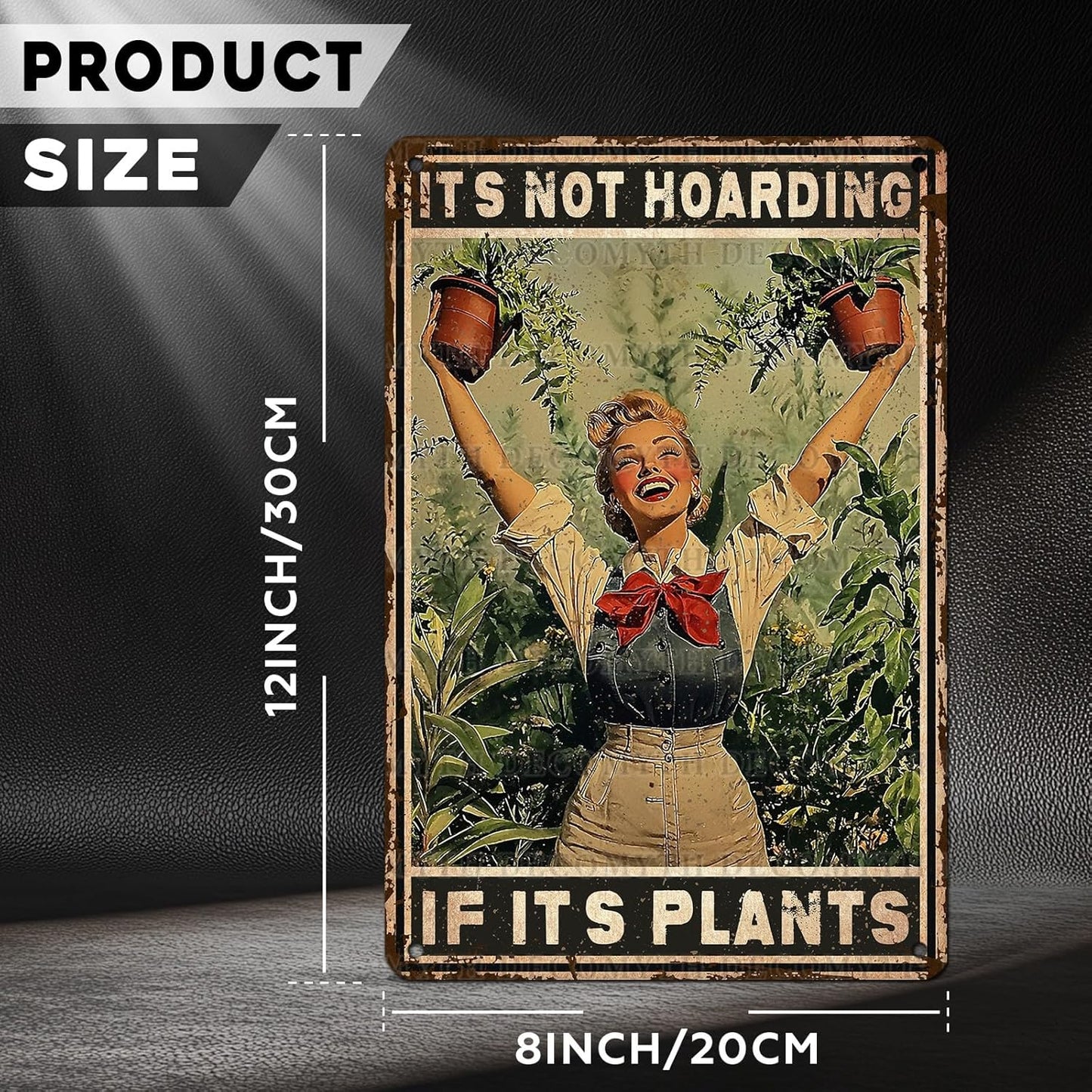 Retro Garden Metal Sign It's Not Hoarding If It's Plants Vintage Gardening Decor Metal Plaque for Parlor Yard Oasis Backyard Patio Greenhouse Decoration 12 * 8inch