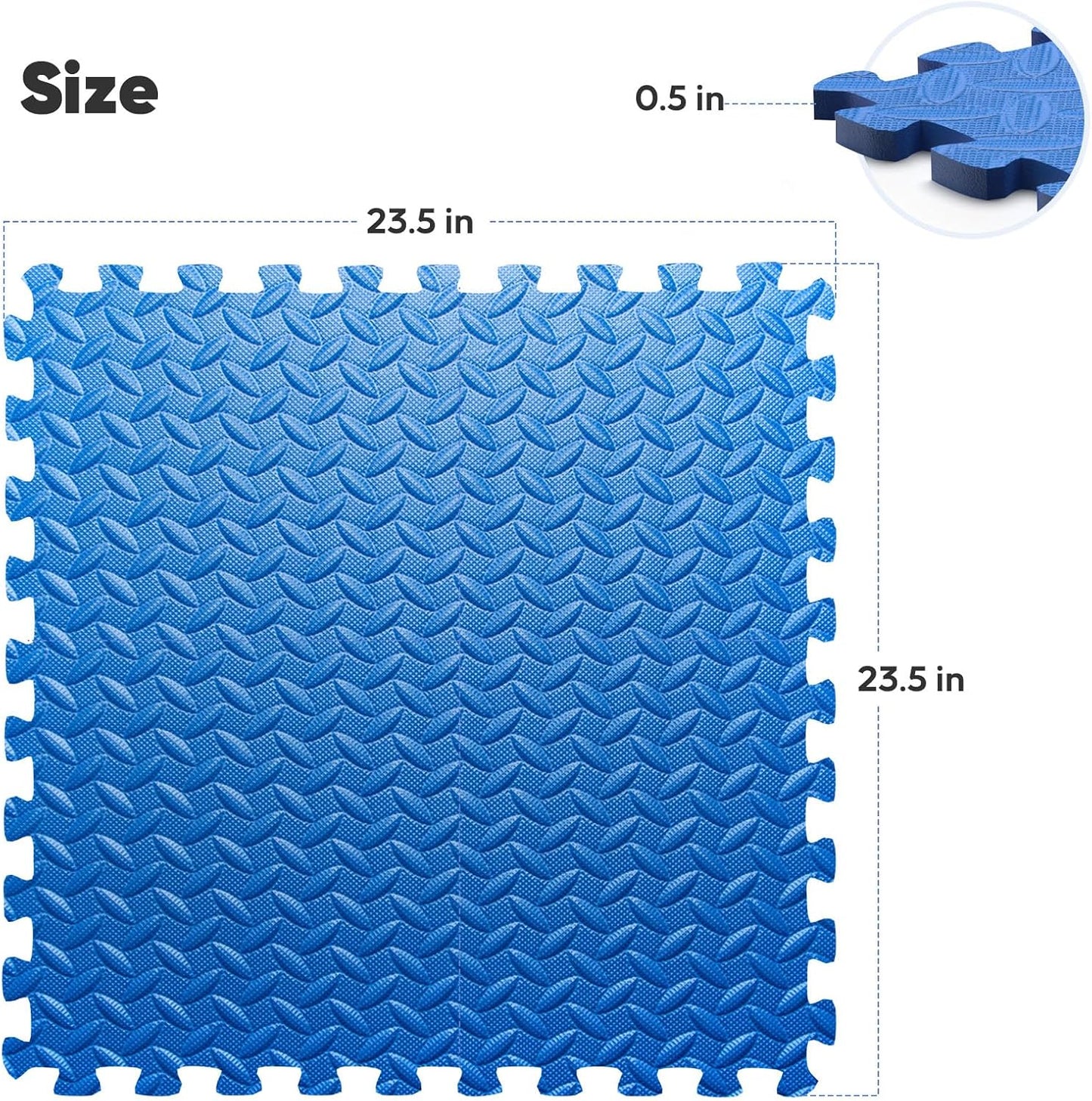Home Gym Mat, Puzzle Exercise Mat, EVA Interlocking Foam Floor Tiles for Home Workout Equipment and Kids' Play Areas - Black, 24 in x 24 in x ½ in - 12 Tiles (Black, 12 Pack, 48 SQ FT)