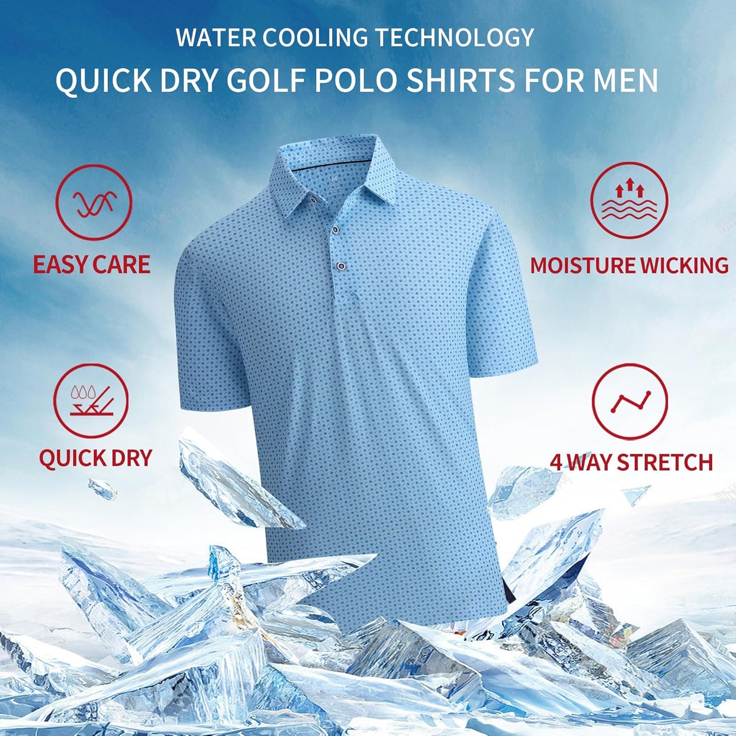 SAMERM Golf Shirts for Men Super Stretch Jacquard Dry Fit Golf Polo Moisture Wicking Short Sleeve Polo Shirts for Men