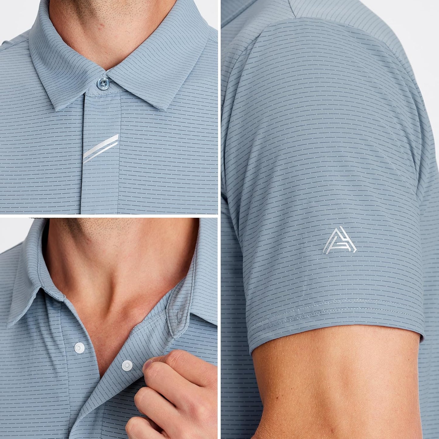 SAMERM Golf Shirts for Men Super Stretch Jacquard Dry Fit Golf Polo Moisture Wicking Short Sleeve Polo Shirts for Men