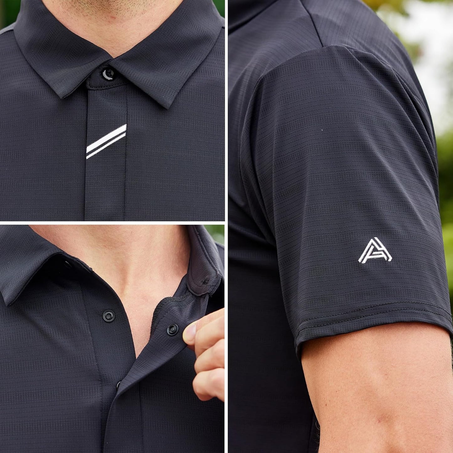 SAMERM Golf Shirts for Men Super Stretch Jacquard Dry Fit Golf Polo Moisture Wicking Short Sleeve Polo Shirts for Men