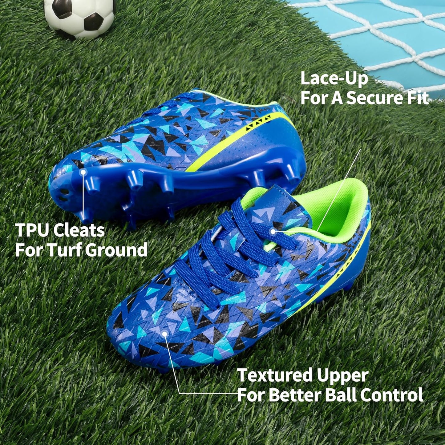 DREAM PAIRS Boys Girls Soccer Cleats Youth Firm Groud Athletic Outdoor Trainning Football Shoes for Little/Big Kid