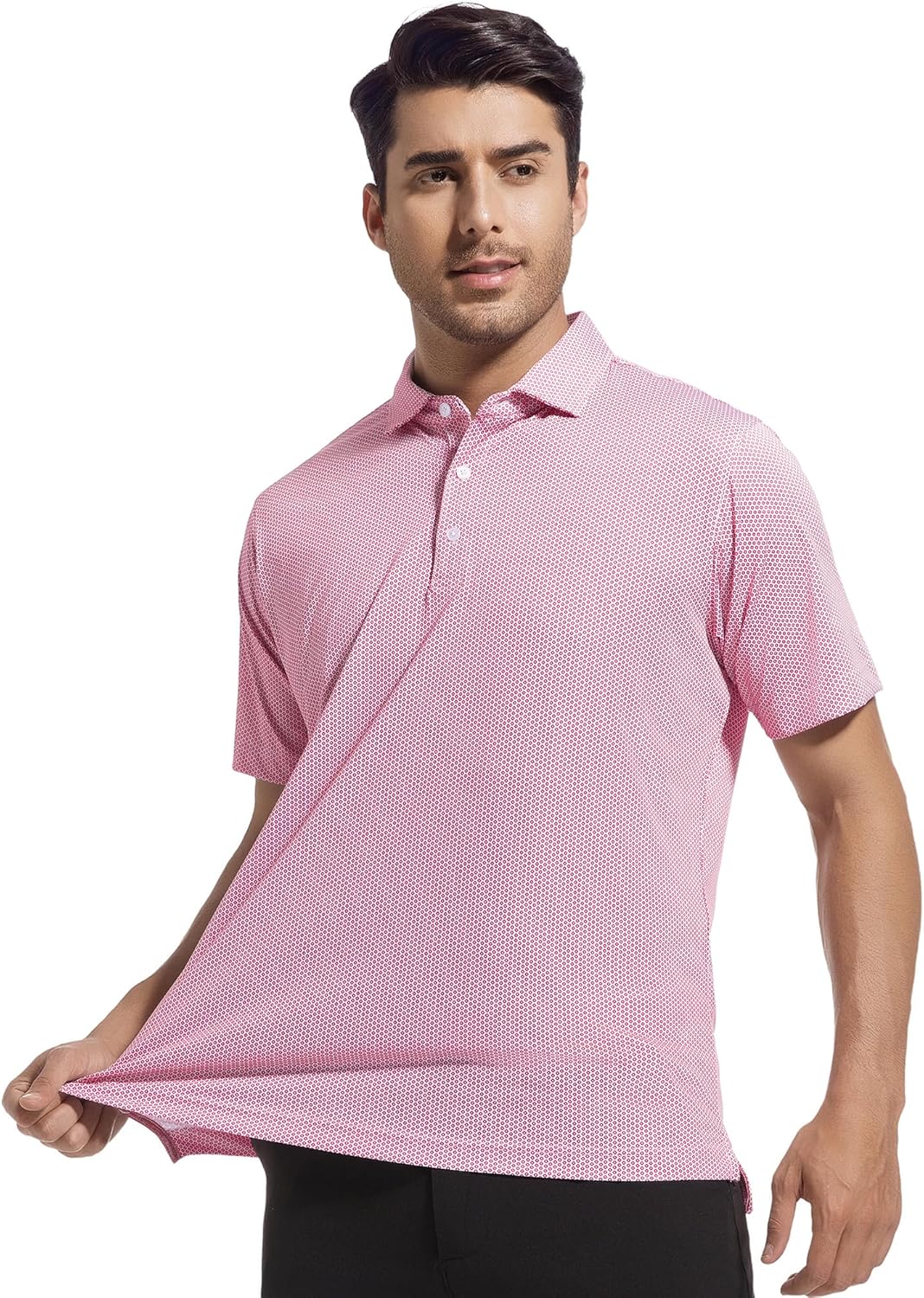 SAMERM Mens Golf Shirts Short Sleeve Dry Fit Performance Moisture Wicking Print Sport Polo Shirts for Men Casual