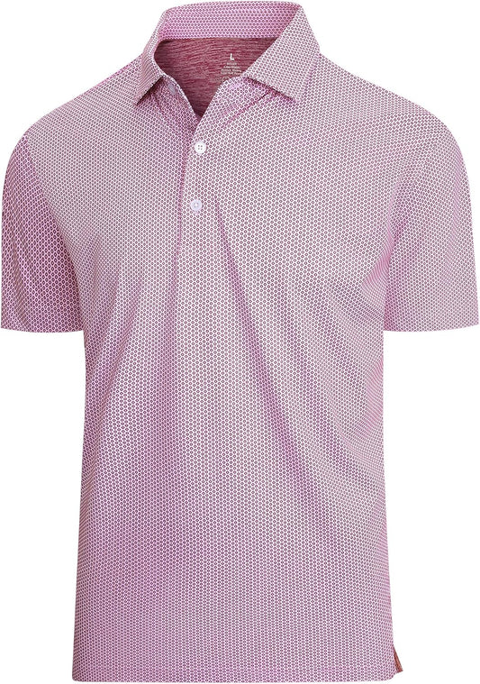 SAMERM Mens Golf Shirts Short Sleeve Dry Fit Performance Moisture Wicking Print Sport Polo Shirts for Men Casual