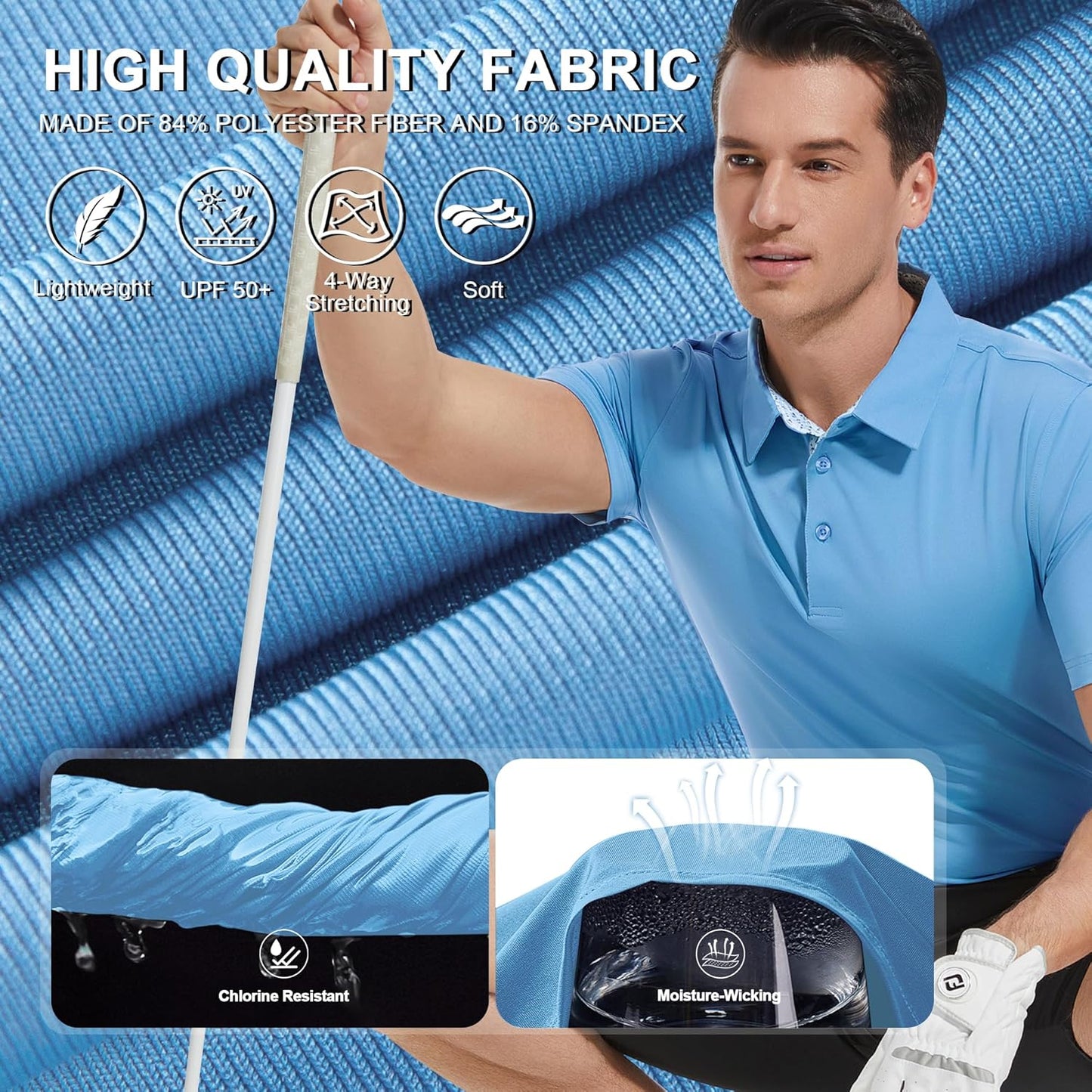Mens Polo Shirts Short Casual Solid Stylish Dry Fit Performance Designed Collared Golf Polo Shirts for Men