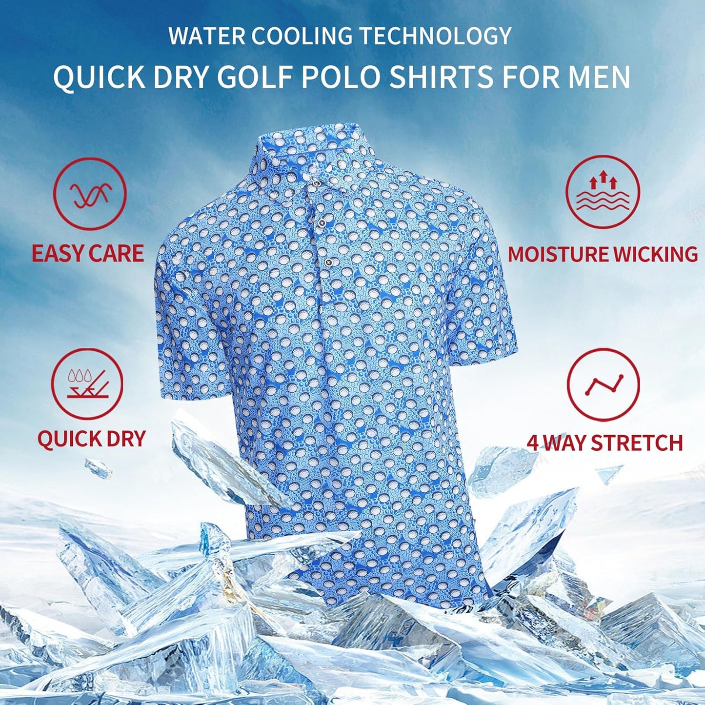 SAMERM Golf Shirts for Men Super Stretch Jacquard Dry Fit Golf Polo Moisture Wicking Short Sleeve Polo Shirts for Men