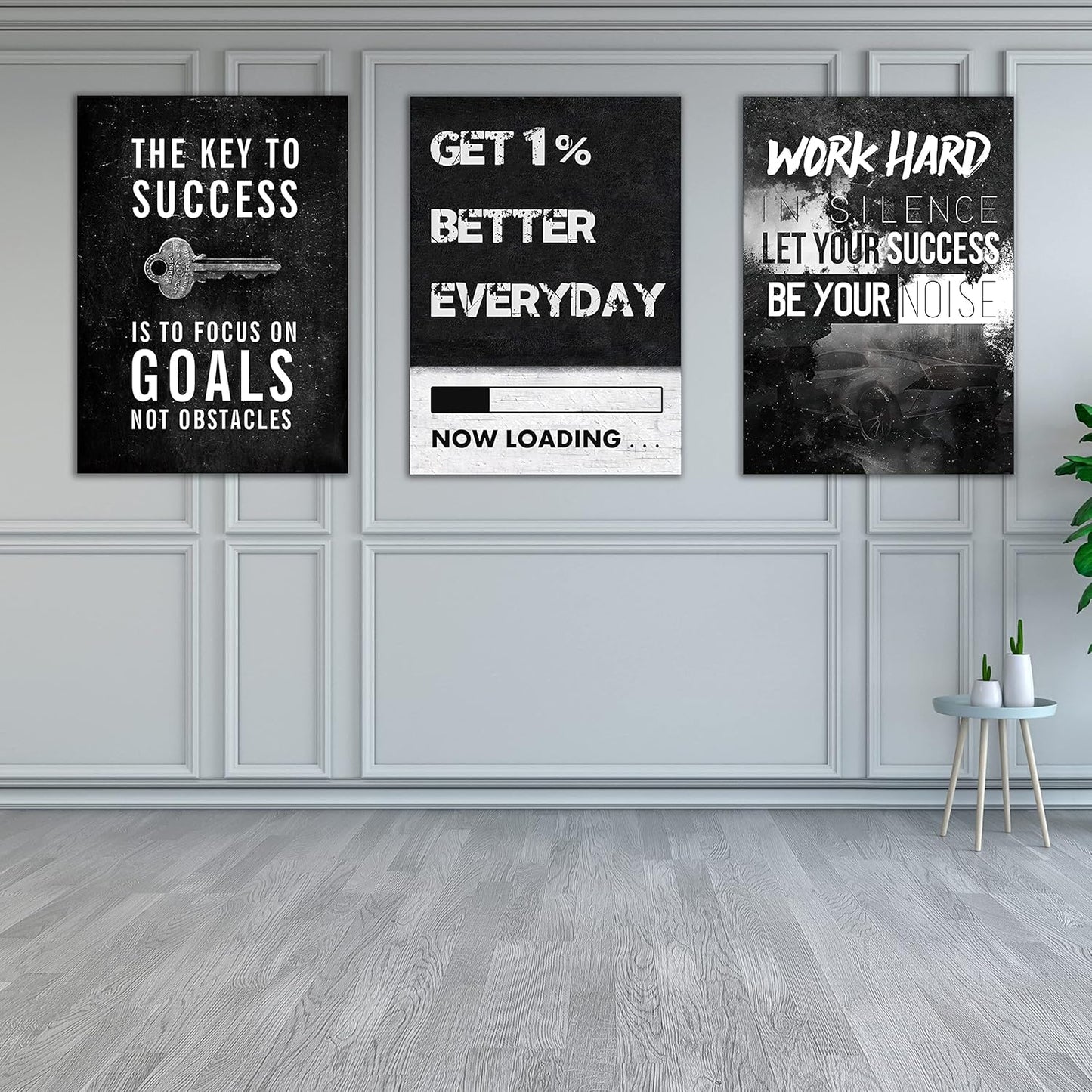 Yetaryy Motivational Poster Inspirational Wall Art 3 Pieces Canvas Painting Lion Artwork for Living Room Office Modern Home Decor Prints Pictures Wall Decor Framed Ready to Hang [60''Wx 28''H]