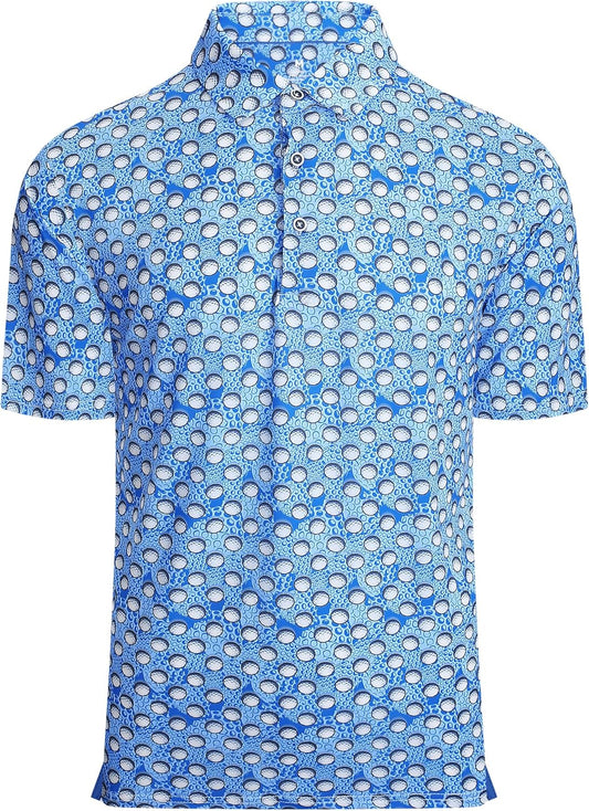 SAMERM Golf Shirts for Men Super Stretch Jacquard Dry Fit Golf Polo Moisture Wicking Short Sleeve Polo Shirts for Men