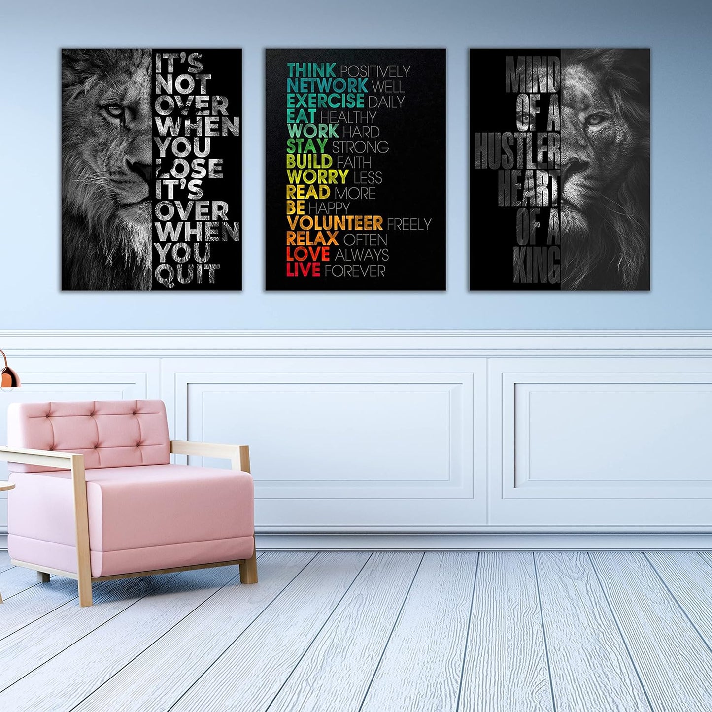 Motivational Canvas Painting Wall Art Execution Grind Hustle Inspirational Wall Art Success Entrepreneur Poster Positive Quotes Wall Poster Framed for Home Office Wall Decor[48''Wx 24''H]