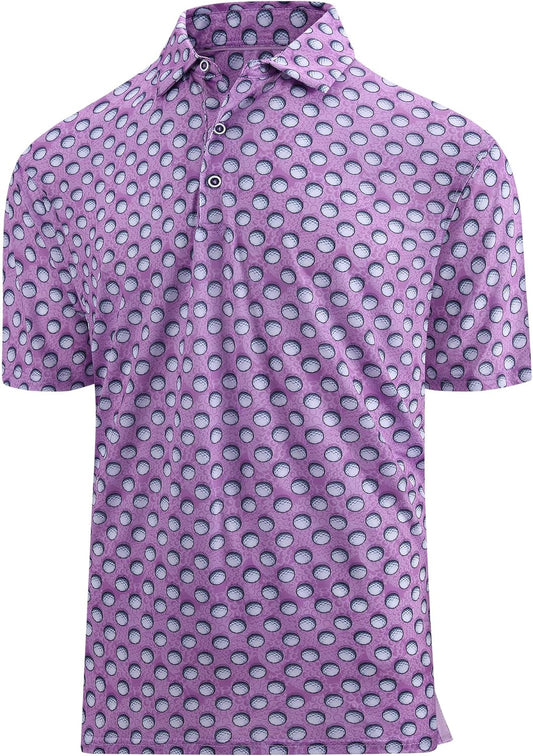 SAMERM Golf Shirts for Men Super Stretch Jacquard Dry Fit Golf Polo Moisture Wicking Short Sleeve Polo Shirts for Men