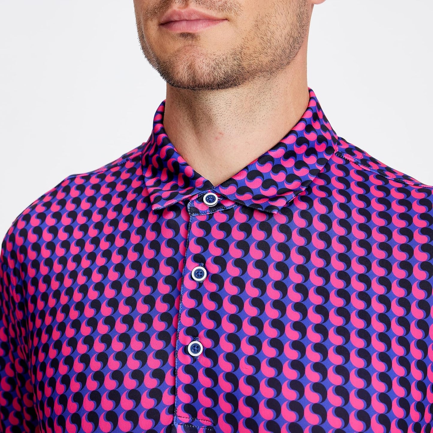 SAMERM Golf Shirts for Men Super Stretch Jacquard Dry Fit Golf Polo Moisture Wicking Short Sleeve Polo Shirts for Men