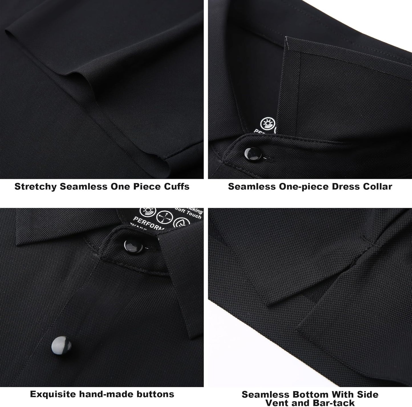 SAMERM Golf Shirts for Men Super Stretch Jacquard Dry Fit Golf Polo Moisture Wicking Short Sleeve Polo Shirts for Men