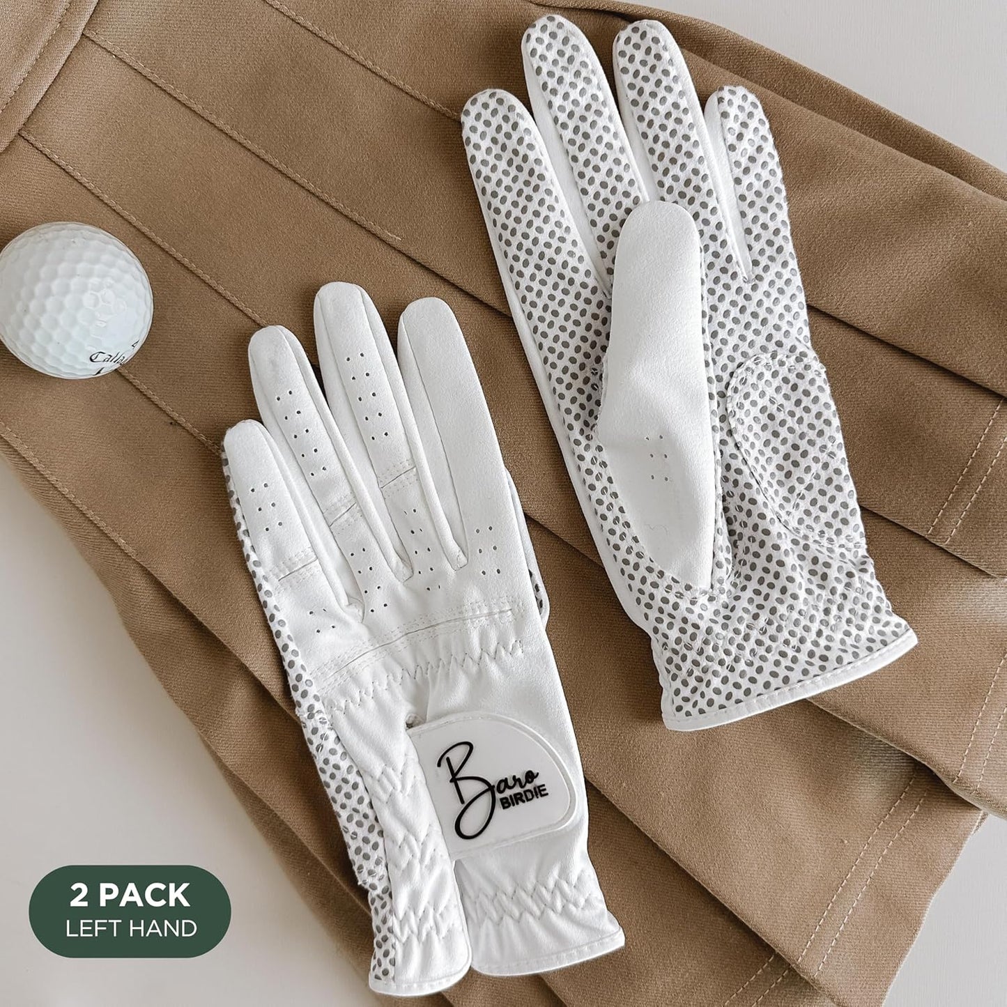 Left Hand Golf Gloves Women 2 Pack Girl Ladies Sports Silicon Non-Slip Extra Grip All Weather Season Tennis