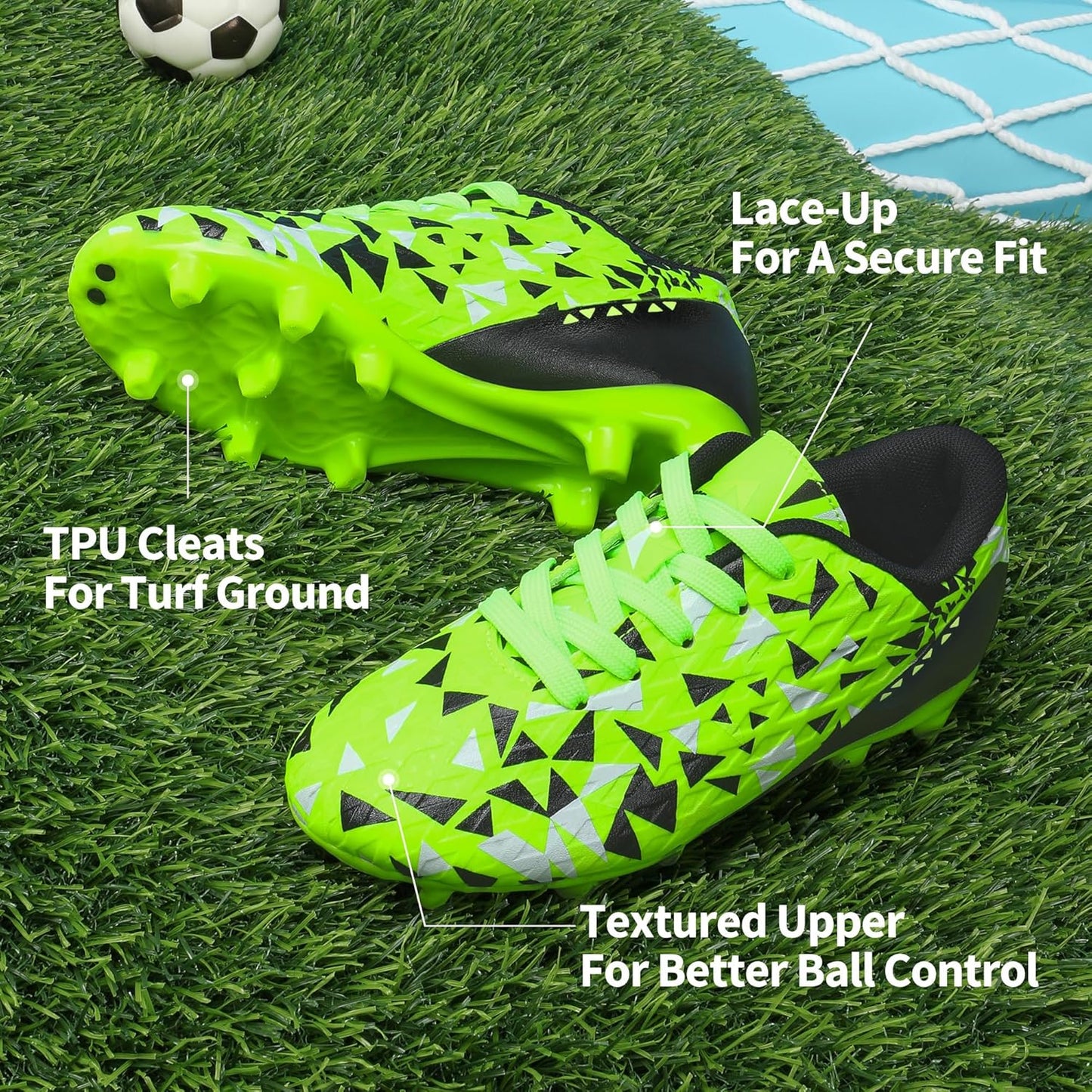 DREAM PAIRS Boys Girls Soccer Cleats Youth Firm Groud Athletic Outdoor Trainning Football Shoes for Little/Big Kid