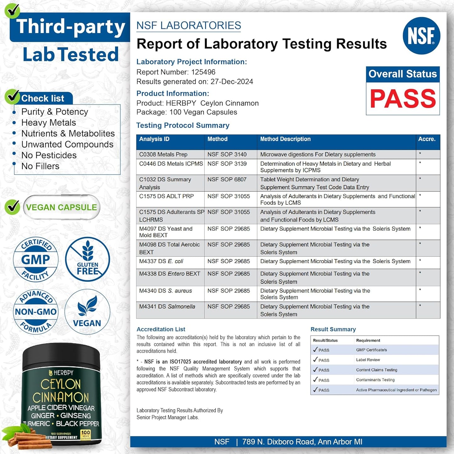 6in1 Premium Ceylon Cinnamon Supplement Plus Apple Cider Vinegar, Turmeric, Ginger, Ginseng - Weight Management, Digestion - 100 Vegan Capsules