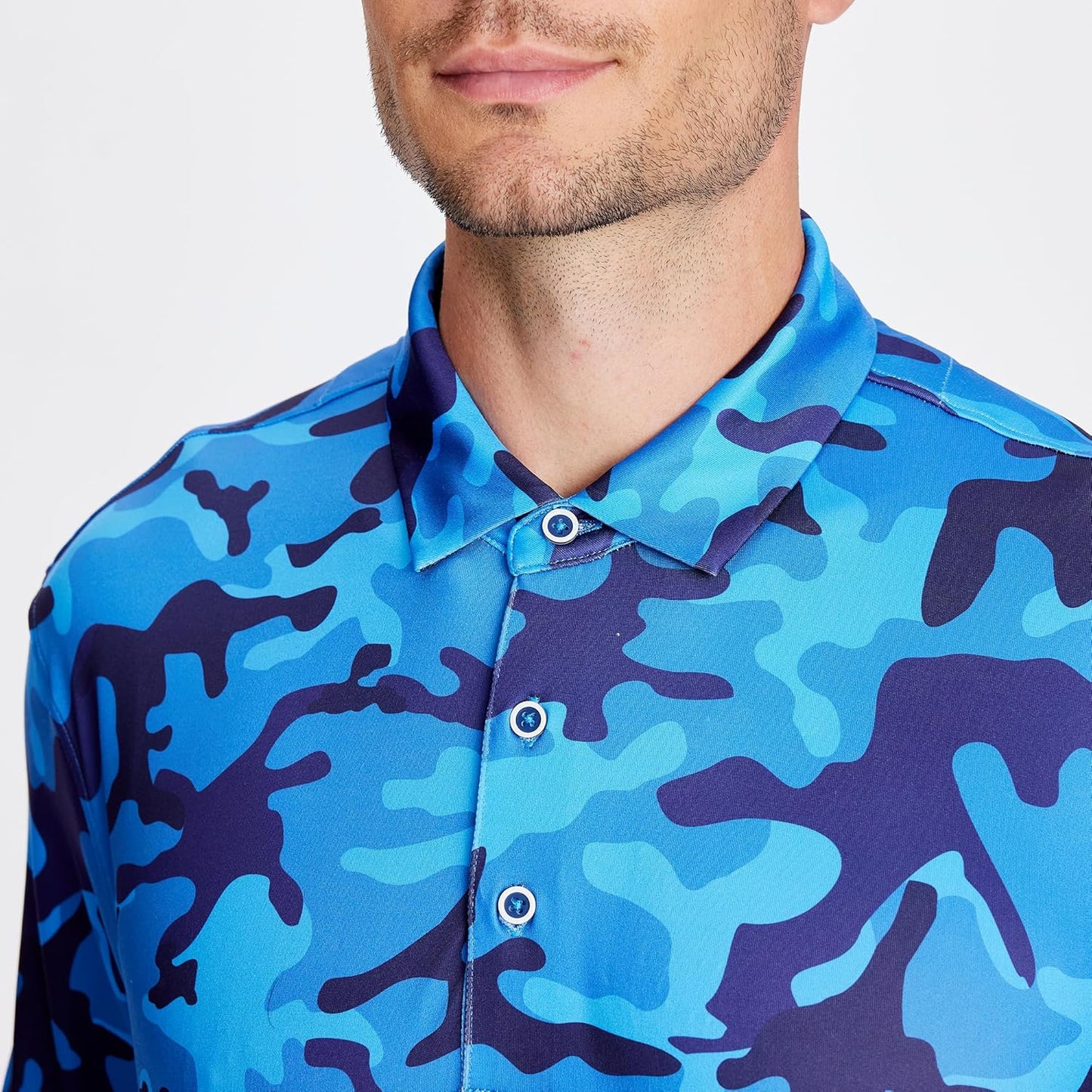 SAMERM Golf Shirts for Men Super Stretch Jacquard Dry Fit Golf Polo Moisture Wicking Short Sleeve Polo Shirts for Men