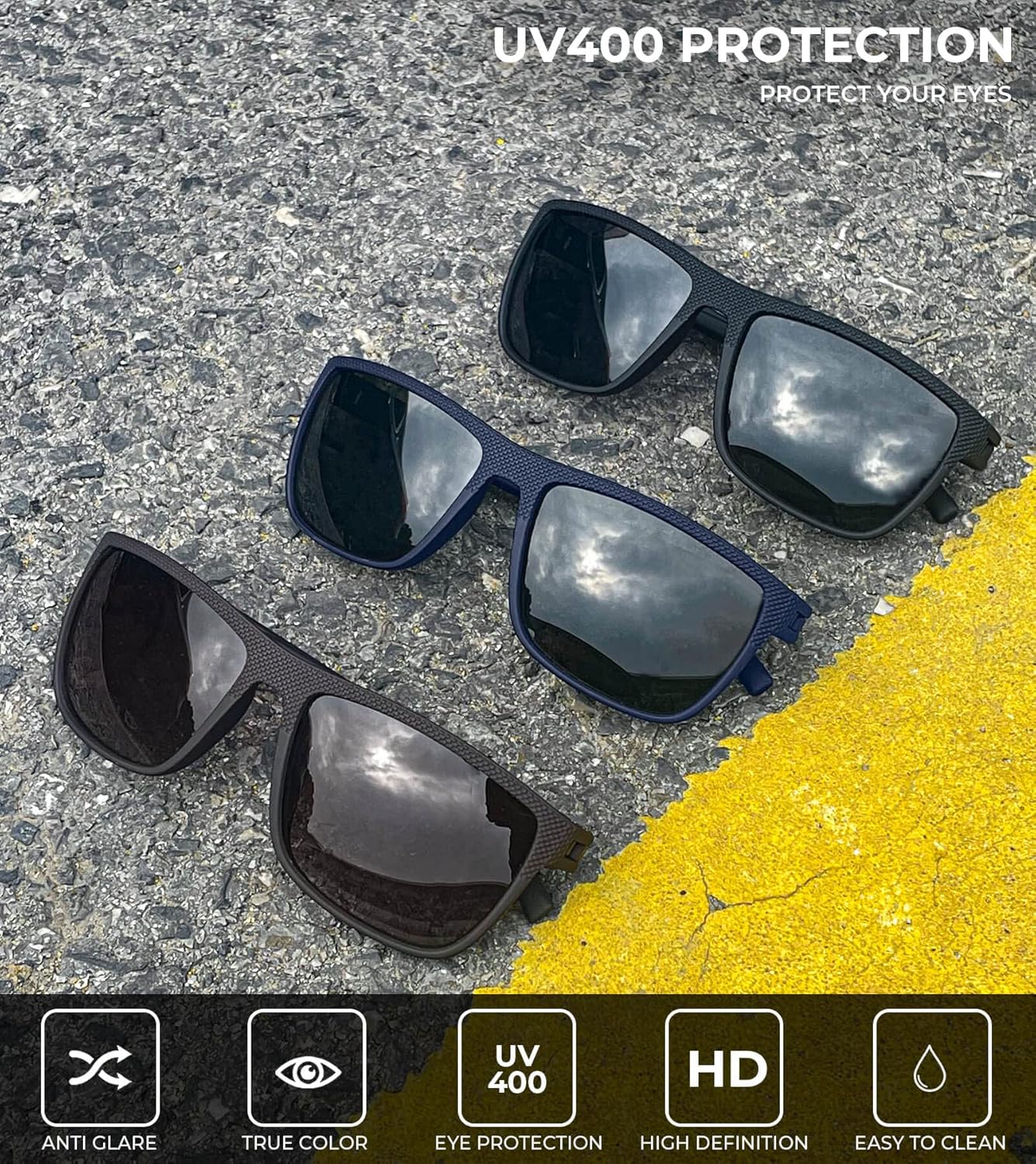 KALIYADI Polarized Sunglasses for Men, Lightweight Sun Glasses with UV Protection for Driving Fishing Golf