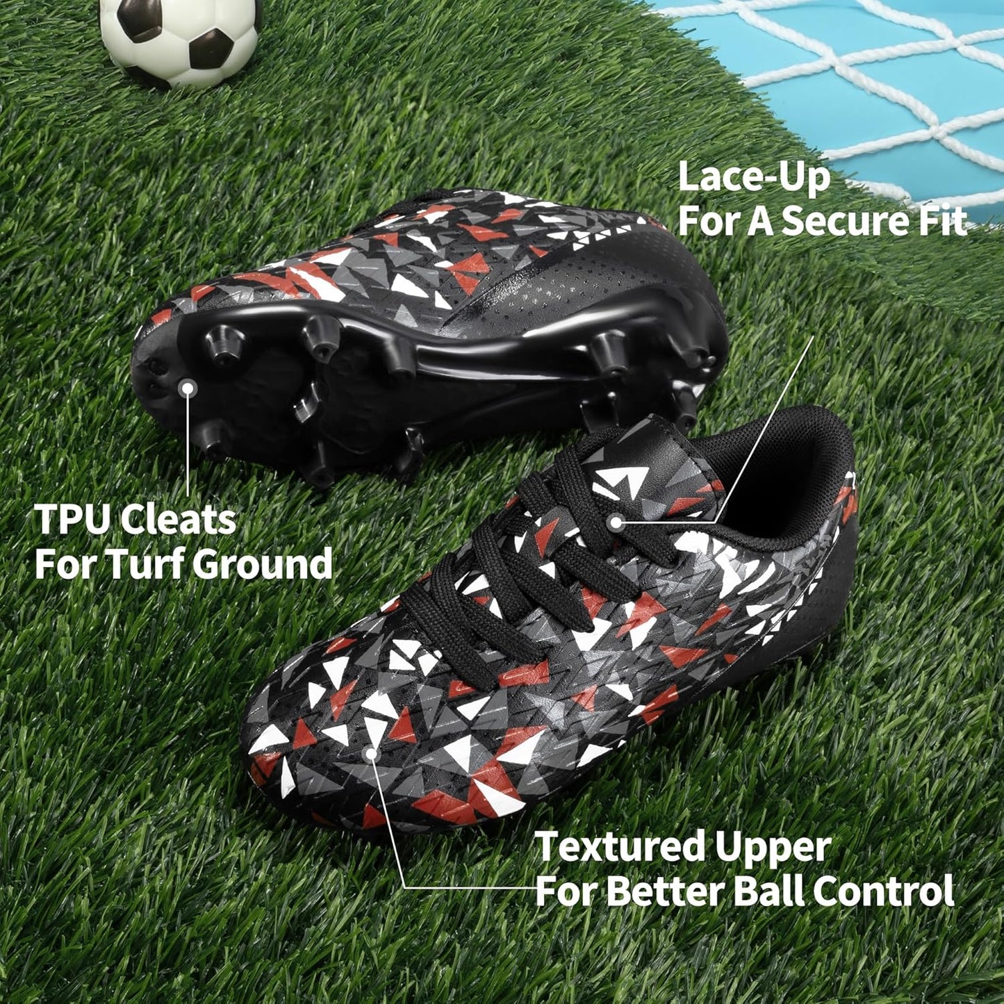 DREAM PAIRS Boys Girls Soccer Cleats Youth Firm Groud Athletic Outdoor Trainning Football Shoes for Little/Big Kid