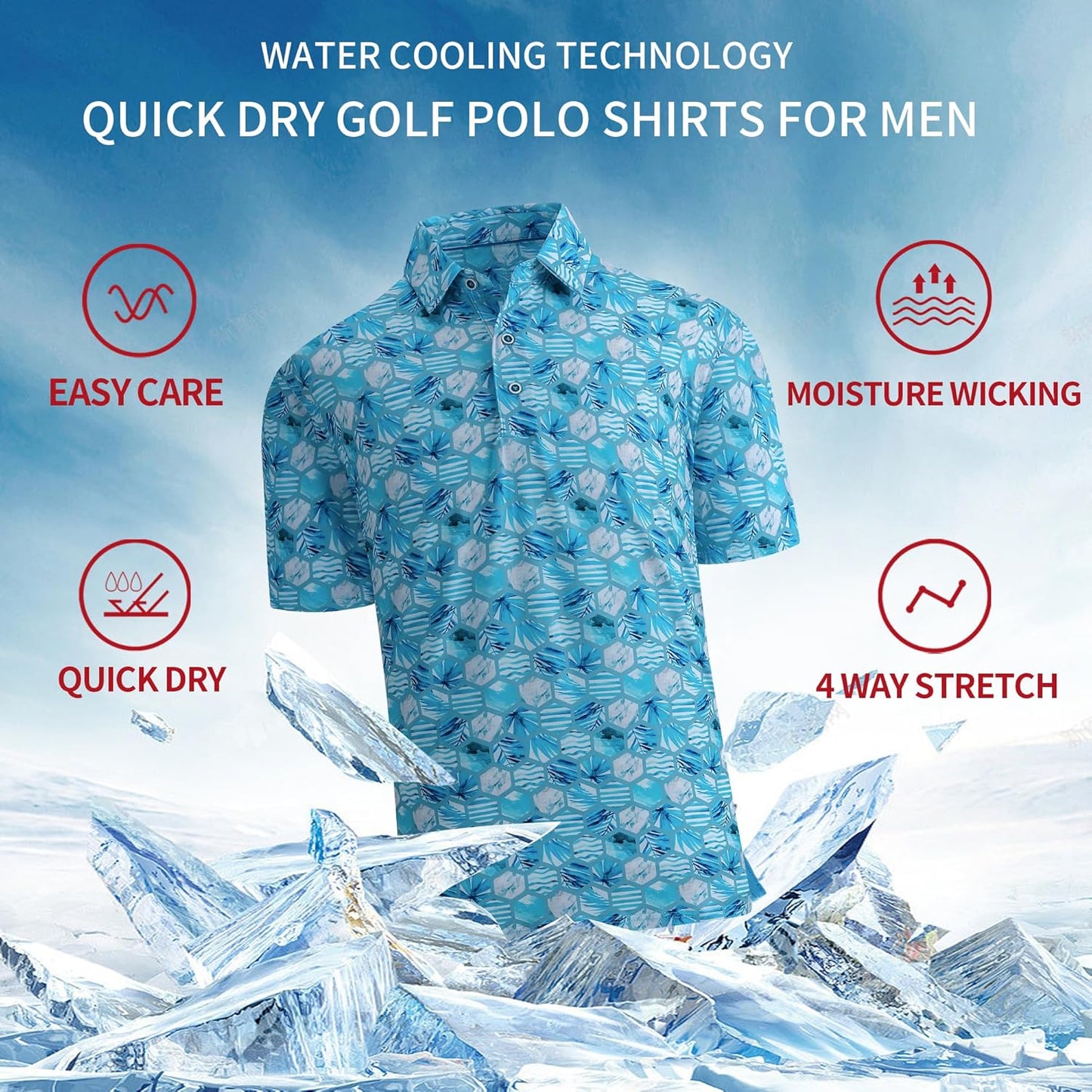 SAMERM Golf Shirts for Men Super Stretch Jacquard Dry Fit Golf Polo Moisture Wicking Short Sleeve Polo Shirts for Men