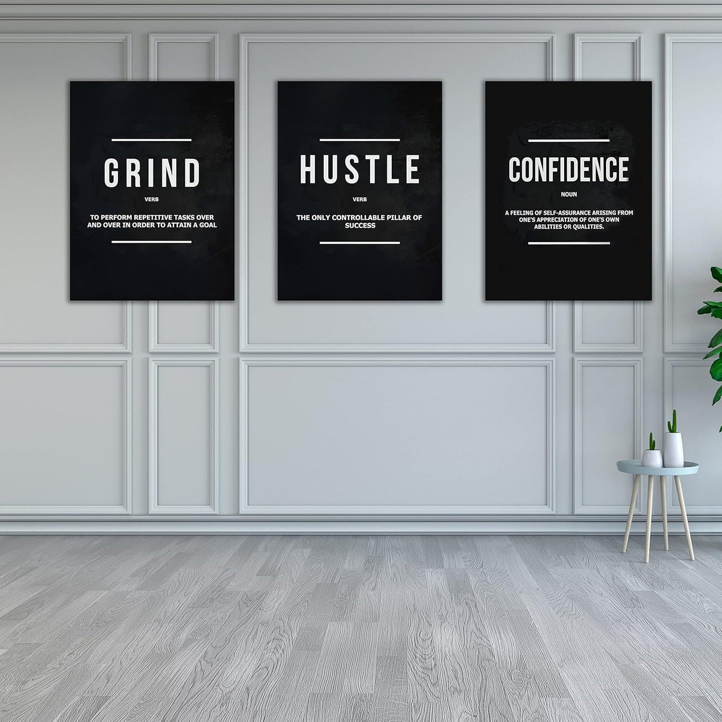 Yetaryy Motivational Poster Inspirational Wall Art 3 Pieces Canvas Painting Lion Artwork for Living Room Office Modern Home Decor Prints Pictures Wall Decor Framed Ready to Hang [48''Wx 24''H]