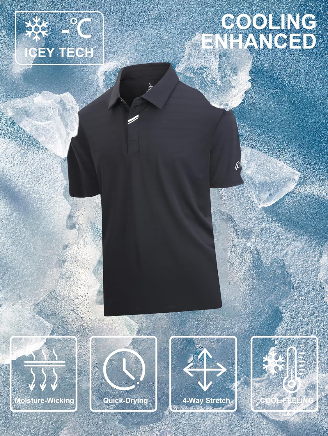 SAMERM Golf Shirts for Men Super Stretch Jacquard Dry Fit Golf Polo Moisture Wicking Short Sleeve Polo Shirts for Men