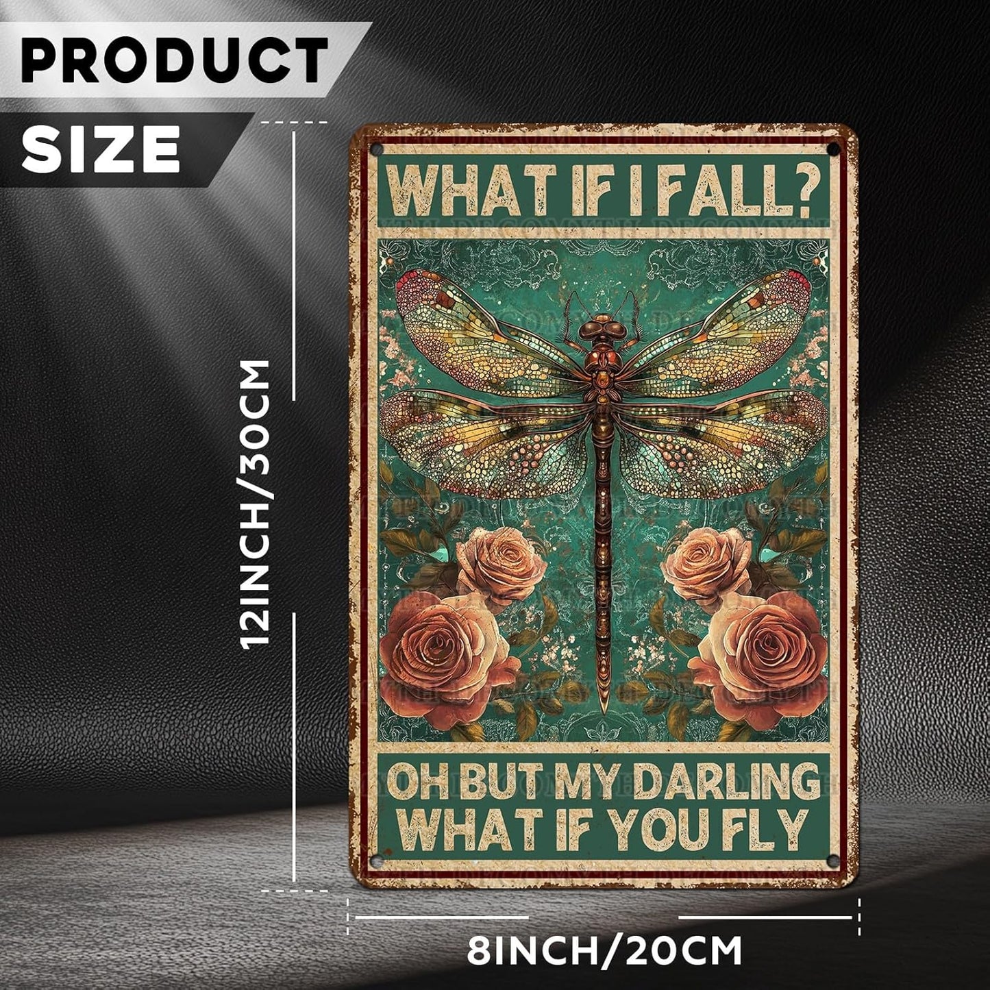 Vintage Tin Sign What If You Fly Tin Sign Metal Wall Decor for Home Office Kitchen Bar Cafe Garden Wall Decor 12 * 8inch