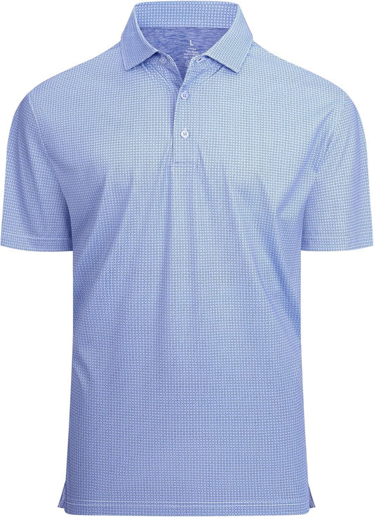 Alex Vando Mens Golf Shirt Moisture Wicking Classic Print Golf Shirts for Men